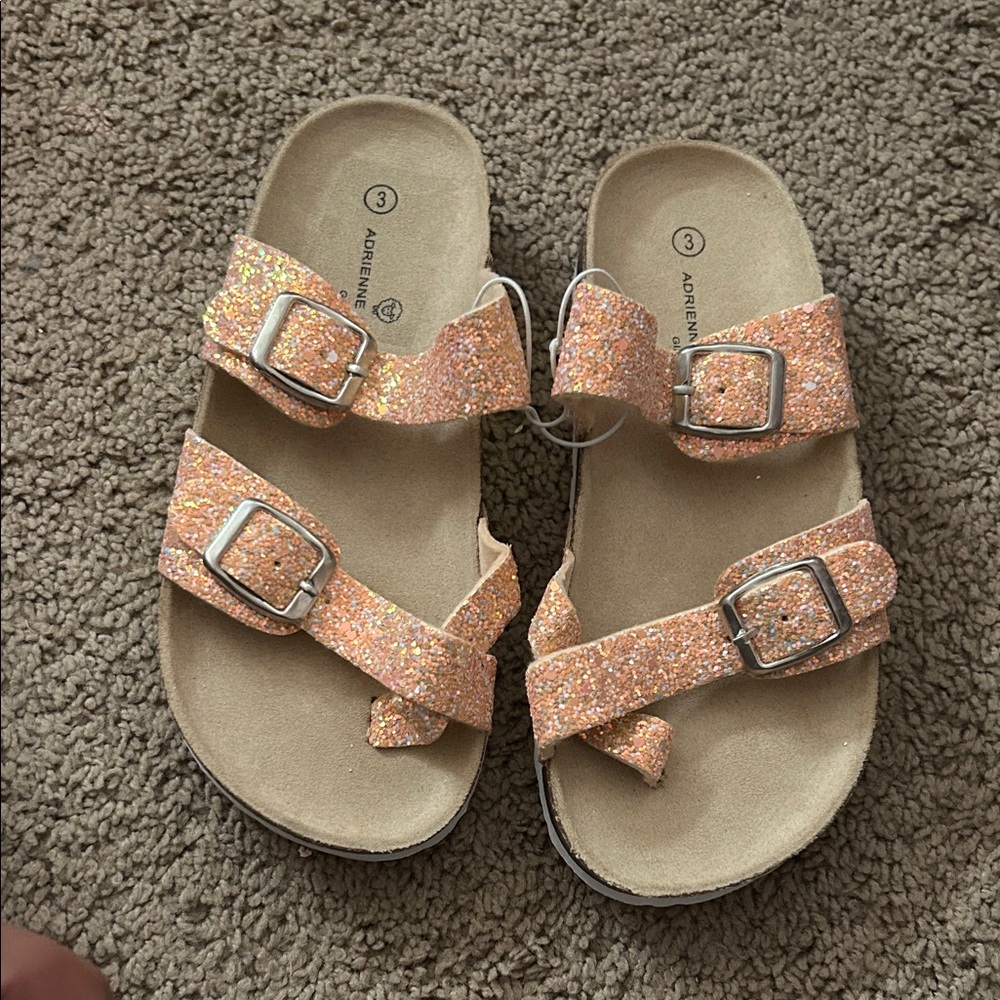 Adrienne Vittadini Kids Glitter Sandals - Sparkling Peach